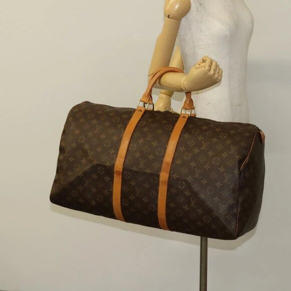 LOUIS VUITTON Monogram Keepall 55 Boston Bag M41424 LV Auth 136942 - Picture 3 of 16